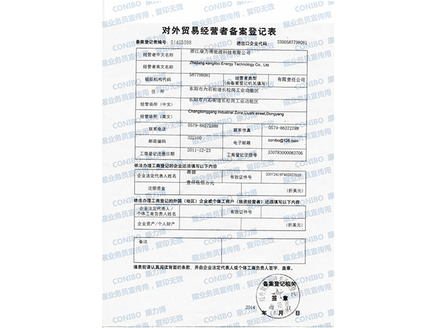 对外贸易经营者备案